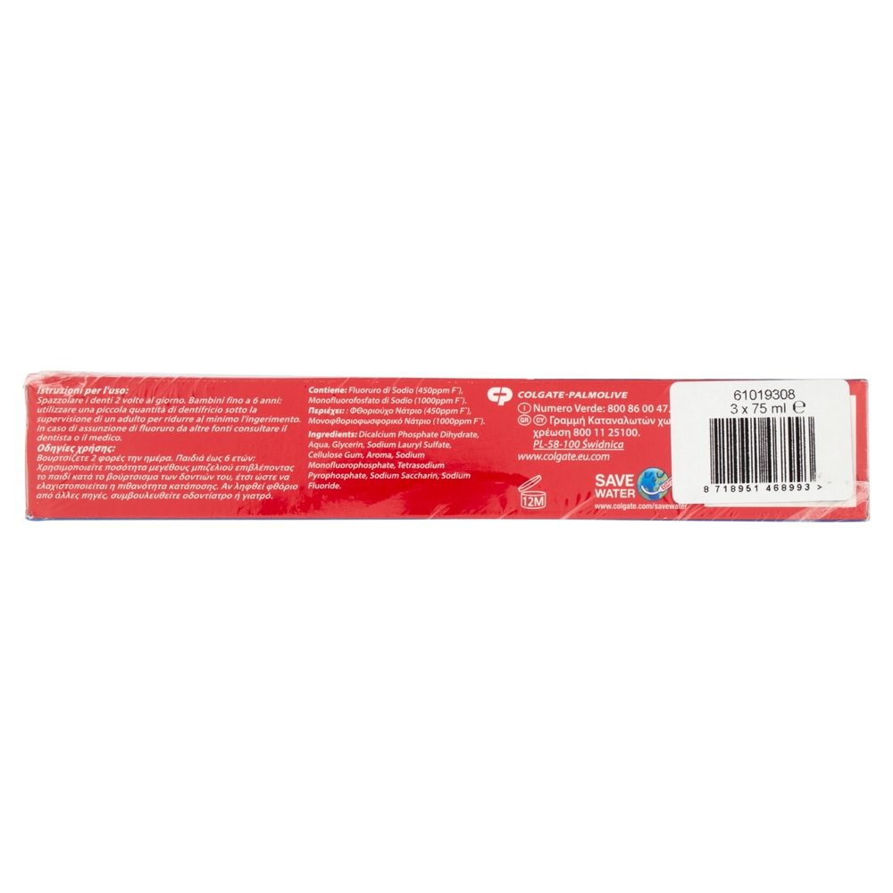 Colgate dentifricio Protezione Carie con calcio 3x75 ml